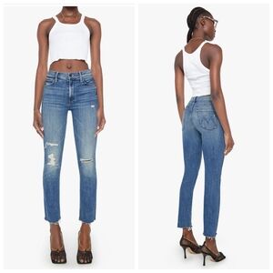 Mother Mid Rise Dazzler Ankle Fray In Weekend Kitten Women's Size 27 Blue Jeans